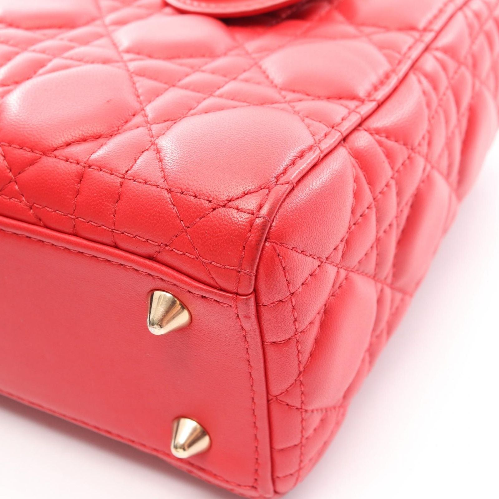 Dior Handbag Lady Dior MY Abcdior Lady Dior Small Cannage 2-Way Red Leather
