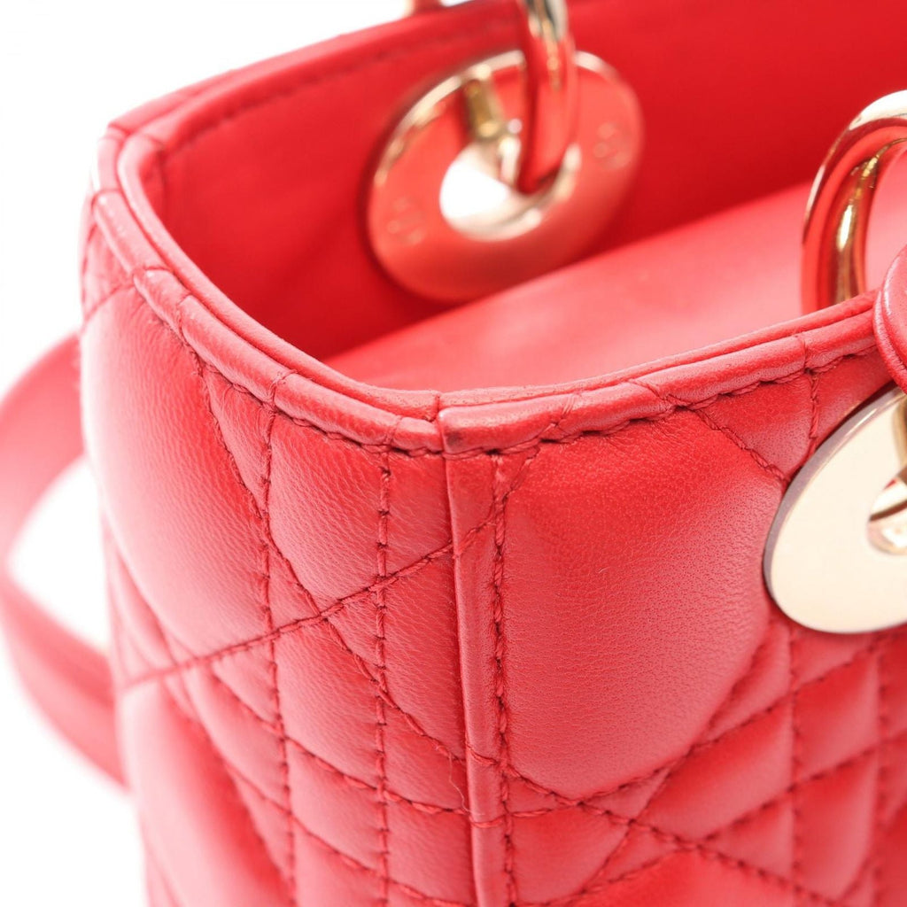 Dior Handbag Lady Dior MY Abcdior Lady Dior Small Cannage 2-Way Red Leather