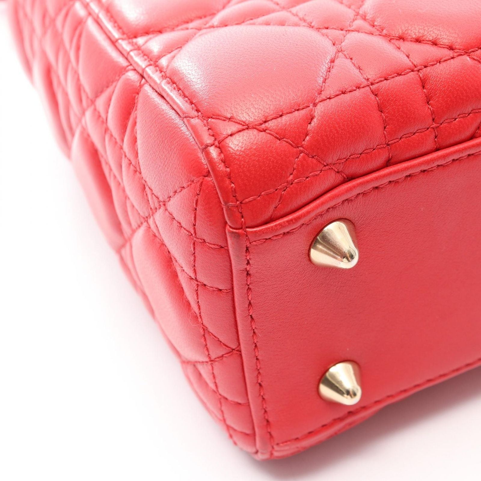 Dior Handbag Lady Dior MY Abcdior Lady Dior Small Cannage 2-Way Red Leather