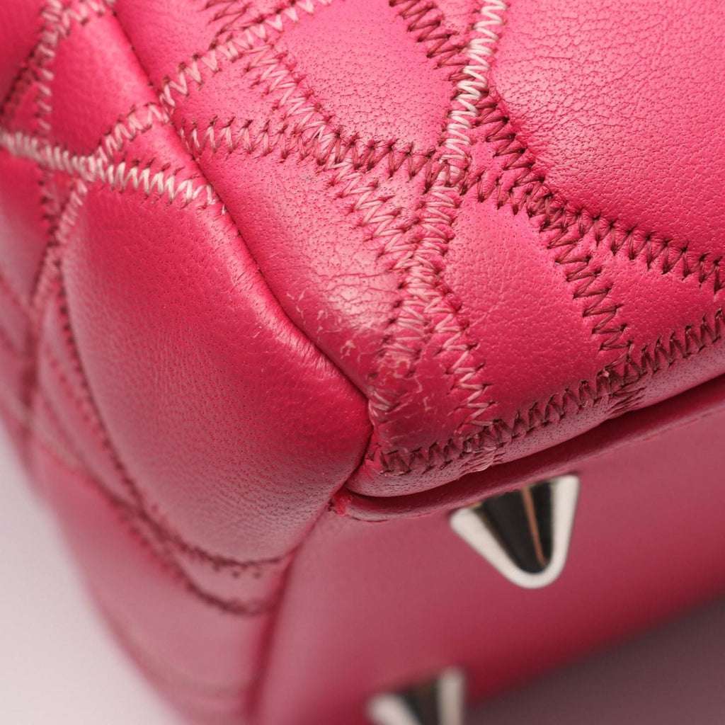 Dior Handbag Lady Dior Cannage 2-Way Magenta Leather Tote
