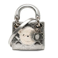 Dior Cannage Baby Lady Dior Nano 2-Way Shoulder Bag Silver Patent Leather