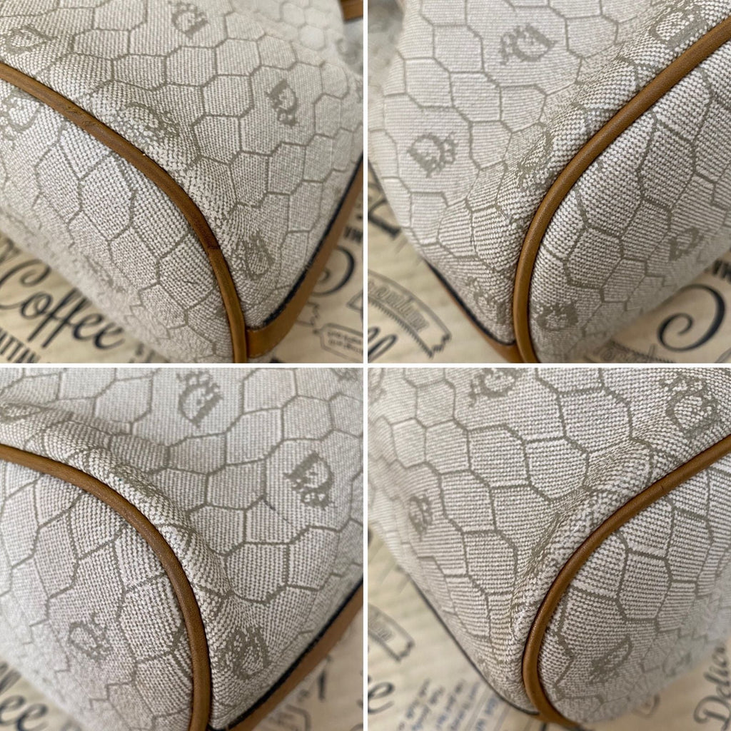 Dior Shoulder Bag Drawstring Honeycomb White