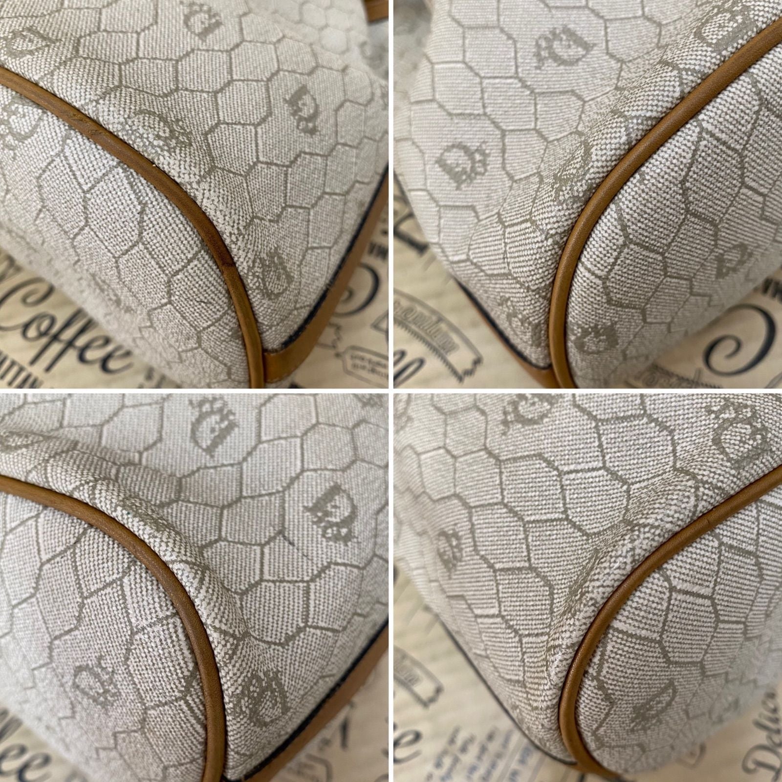Dior Shoulder Bag Drawstring Honeycomb White