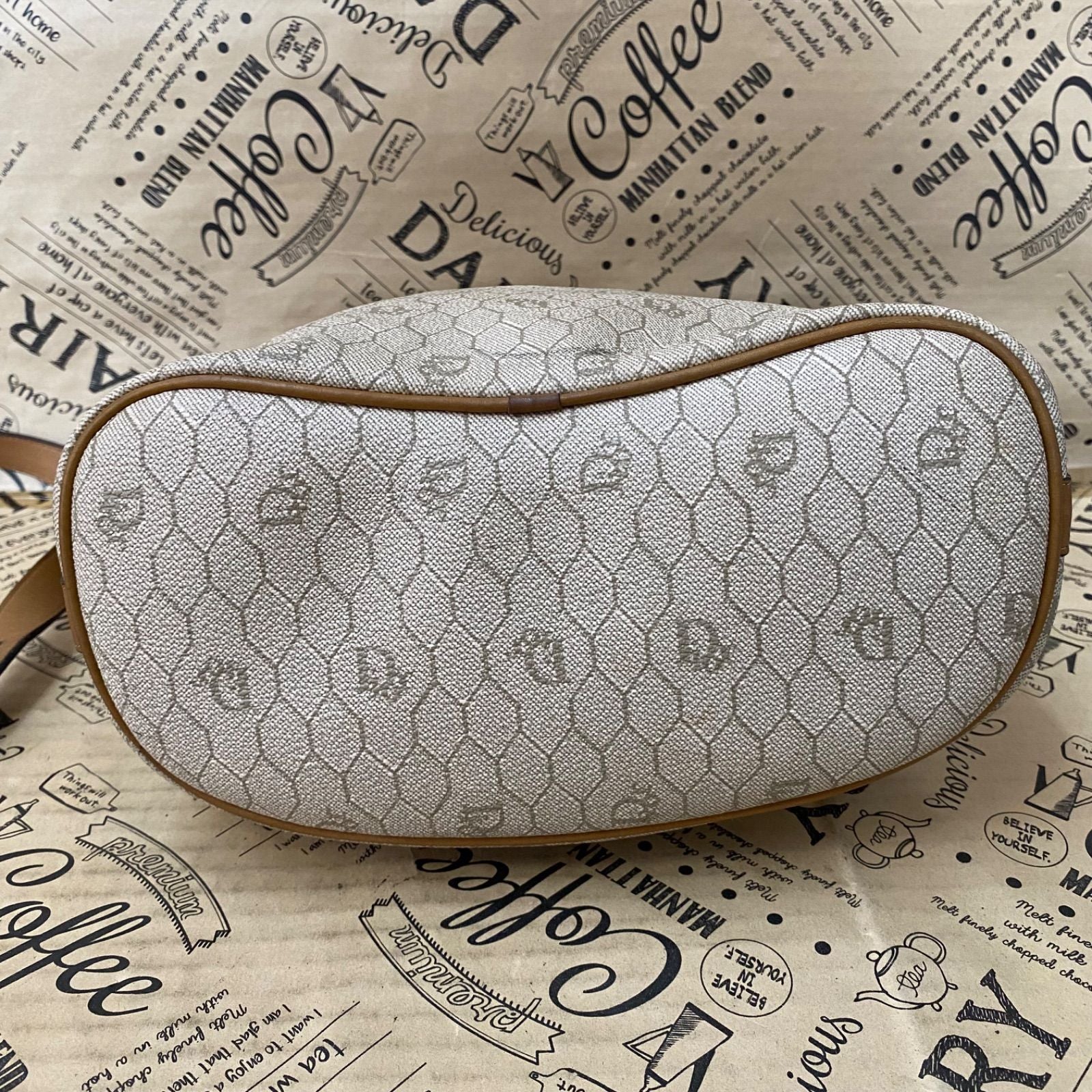 Dior Shoulder Bag Drawstring Honeycomb White