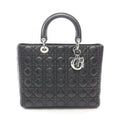 Dior Handbag Lady Dior Large Cannage Black Leather Lady Dior 2-Way Tote