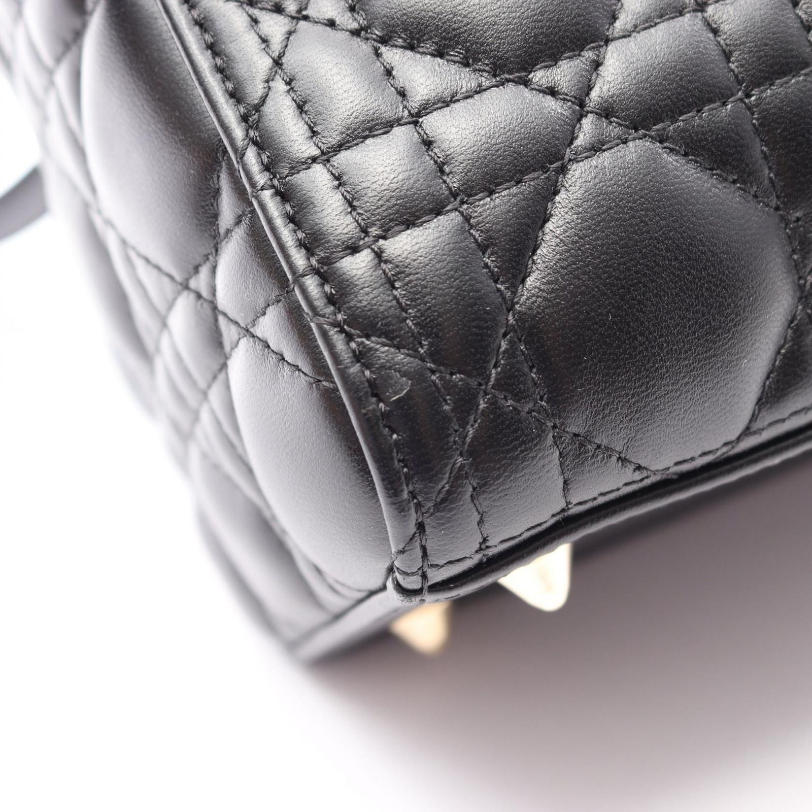 Dior Handbag Lady Dior Cannage 2-Way Black Leather Tote