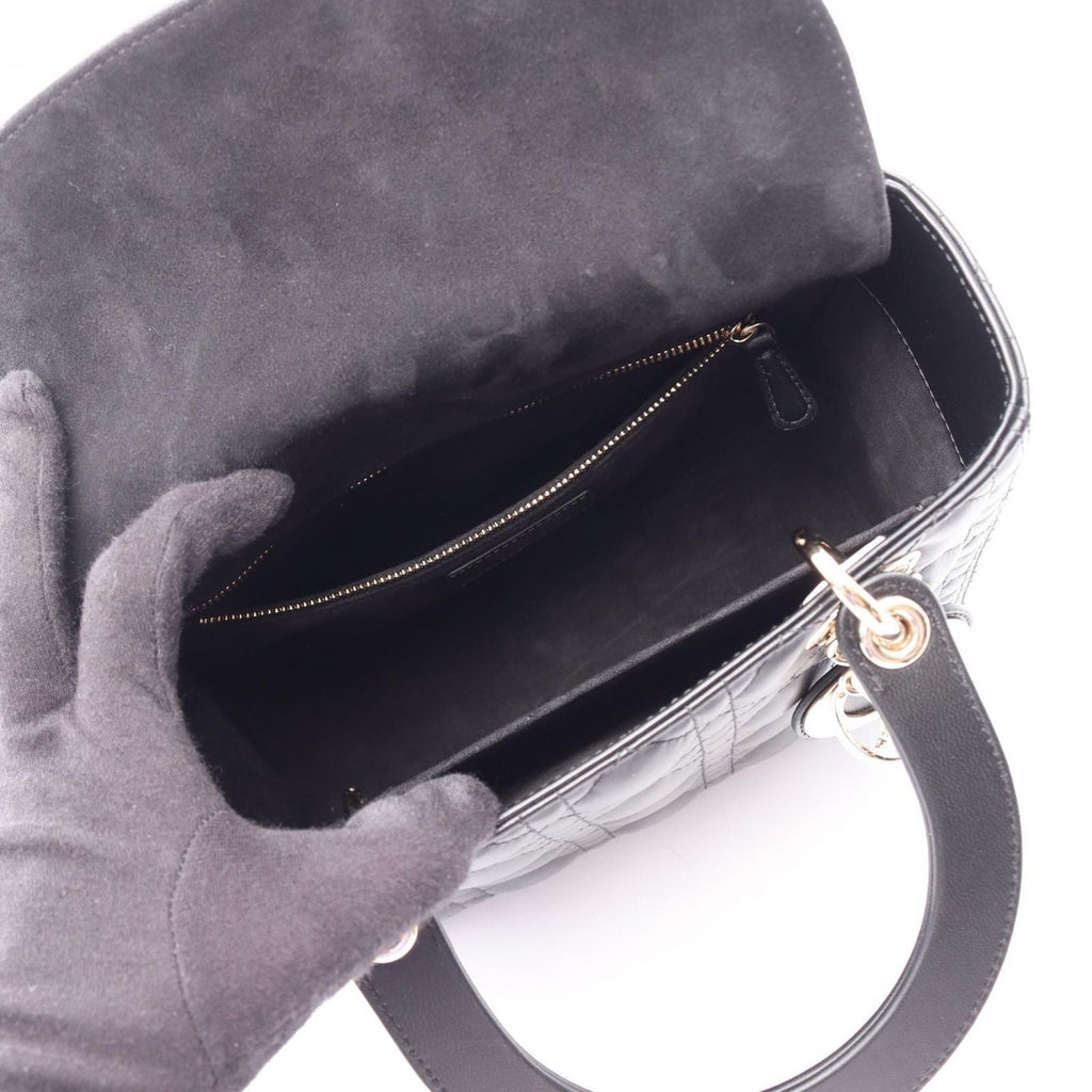 Dior Handbag Lady Dior Cannage 2-Way Black Leather Tote