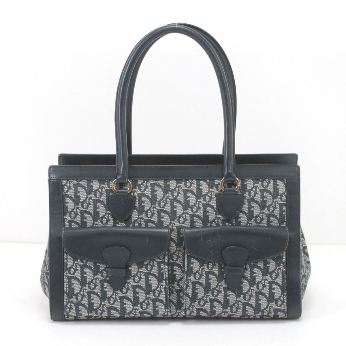 Dior Handbag Trotter Canvas Leather Vintage BO B Navy