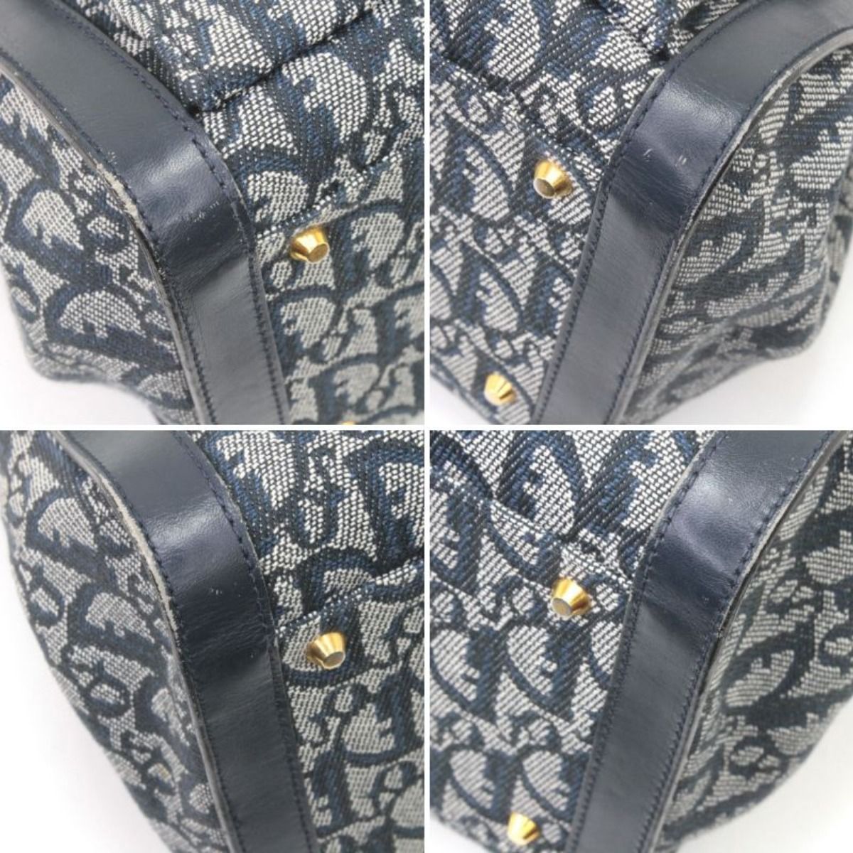 Dior Handbag Trotter Canvas Leather Vintage BO B Navy