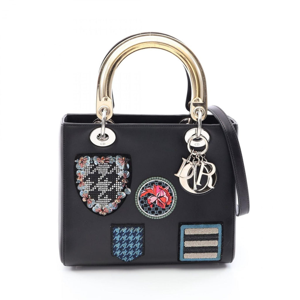 Dior Handbag Lady Dior 2-Way Black Multi Leather Tote
