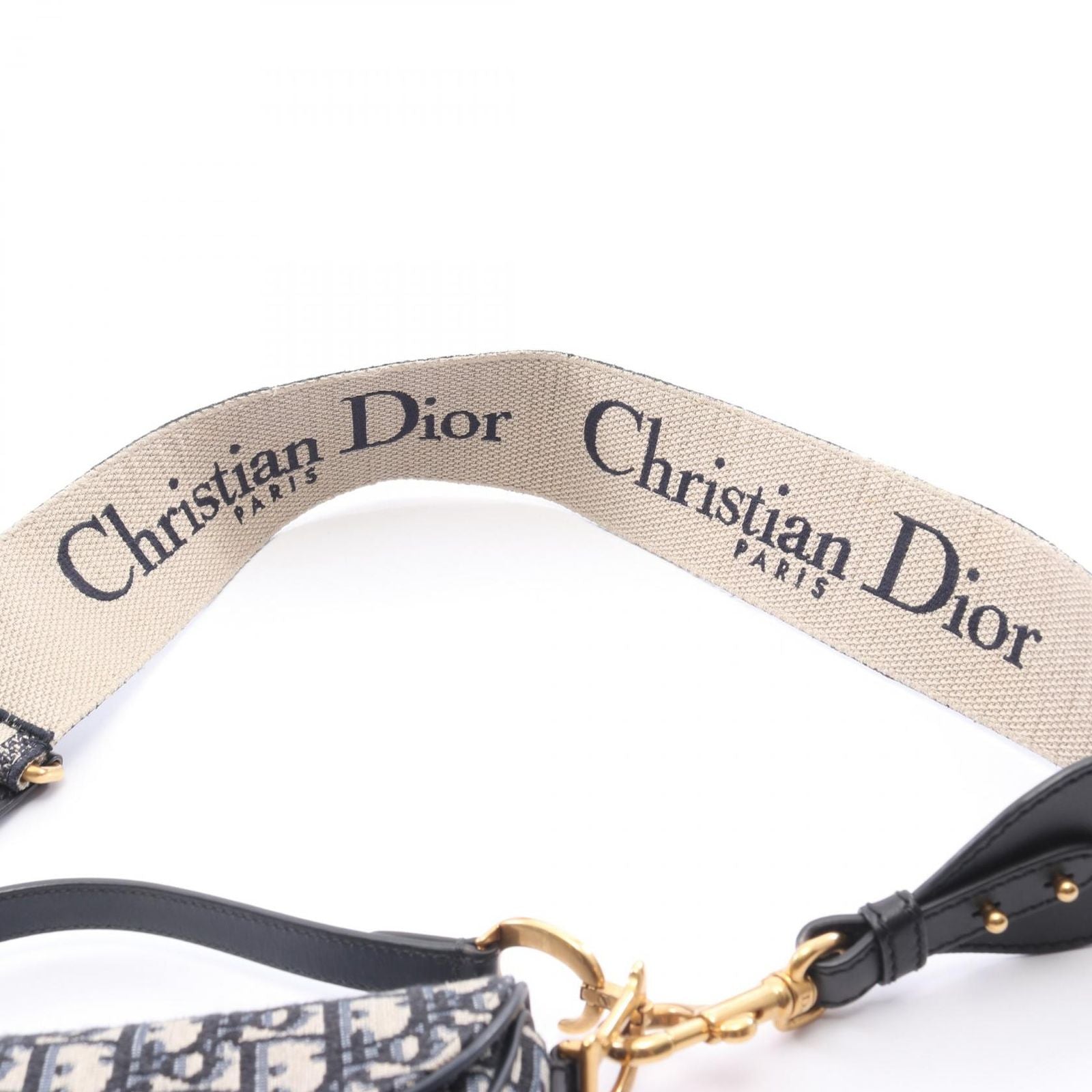 Dior Handbag Saddle Oblique 2-Way Navy Canvas Leather Bag Mini