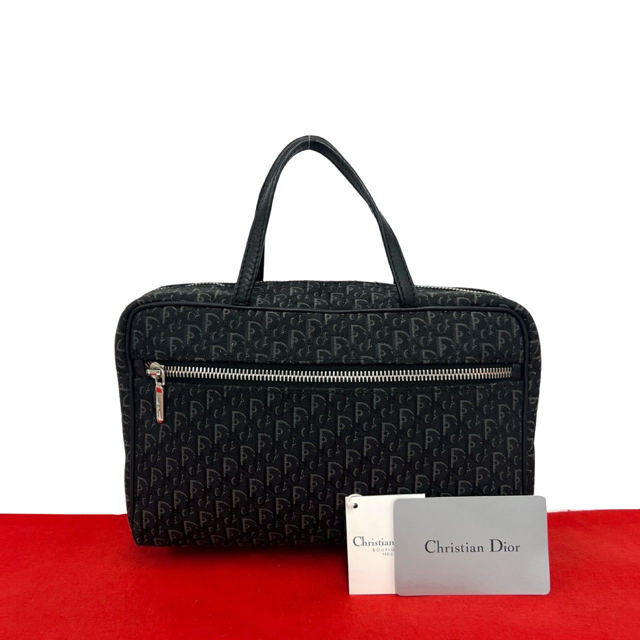 Dior Trotter Canvas Leather Mini Boston Bag Black