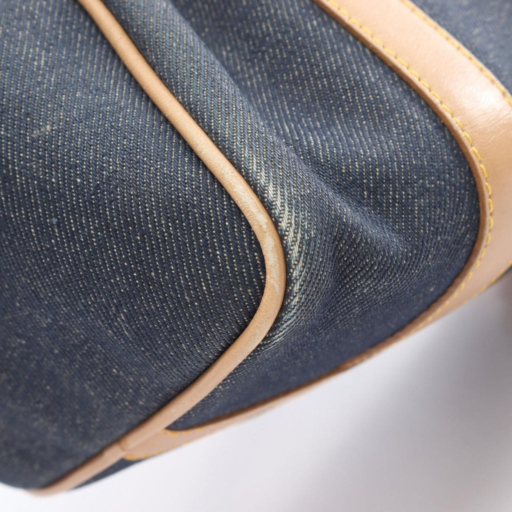 Dior Handbag Mini Boston Blue Denim Leather