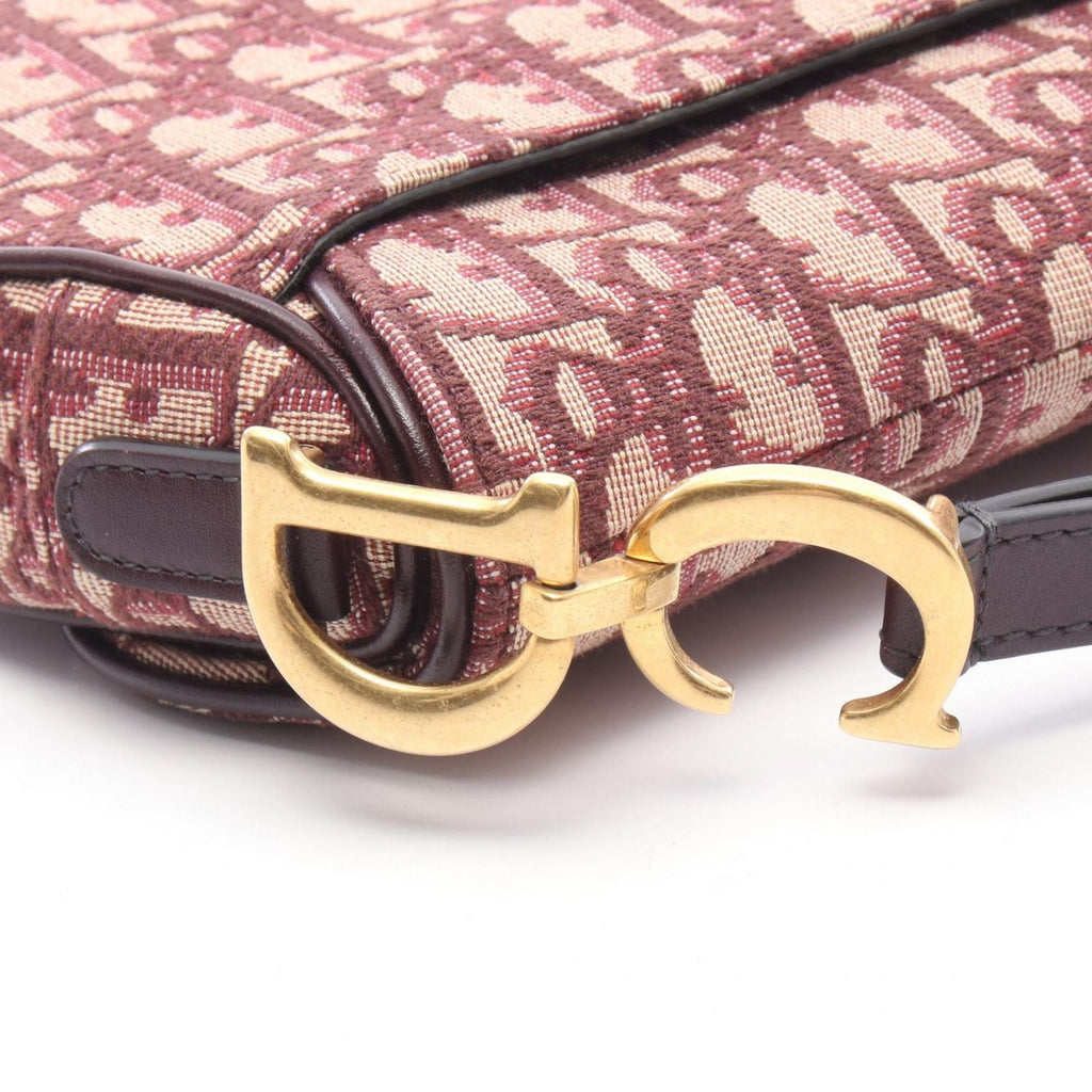 Dior Handbag Saddle Oblique Bordeaux Canvas Leather Bag Mini