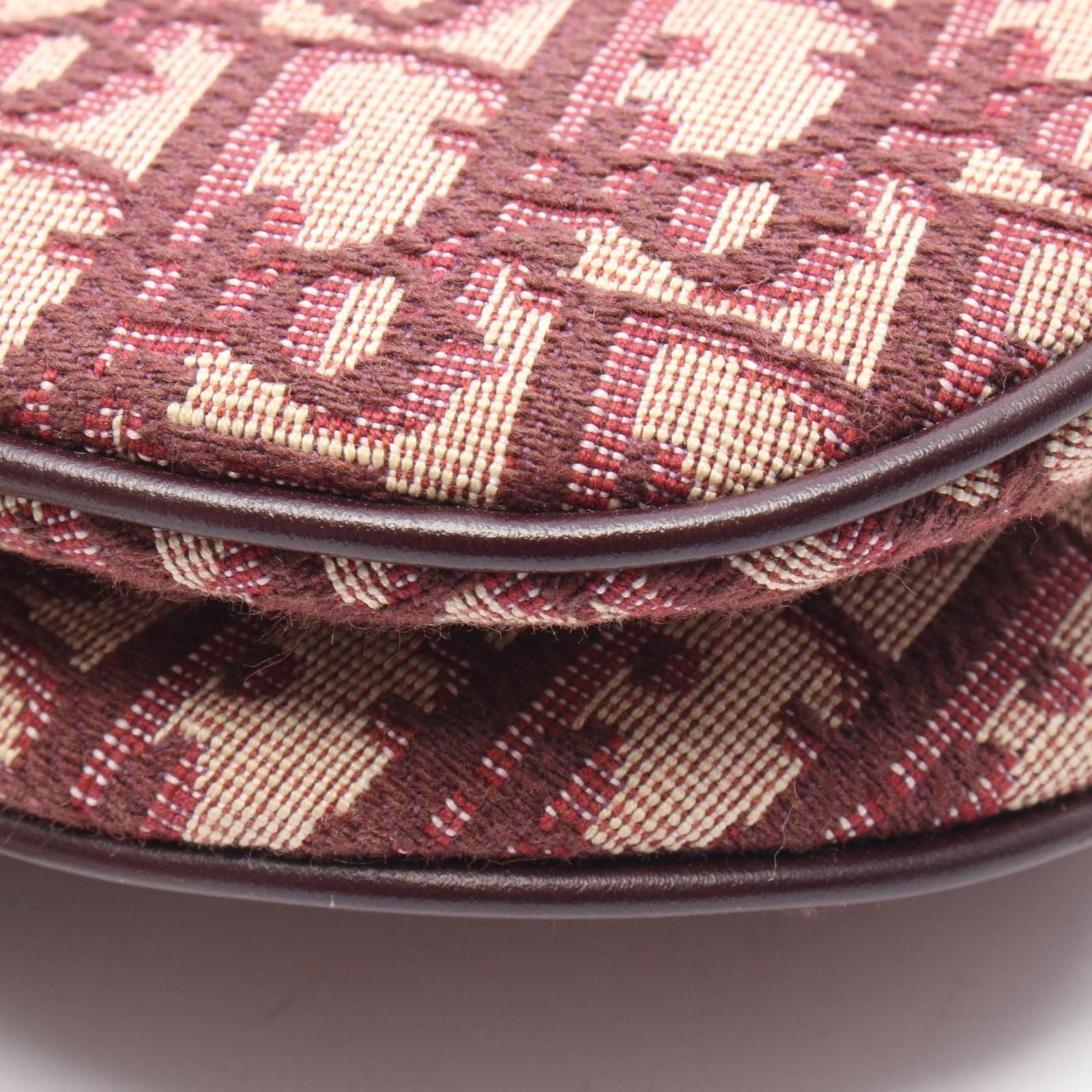 Dior Handbag Saddle Oblique Bordeaux Canvas Leather Bag Mini
