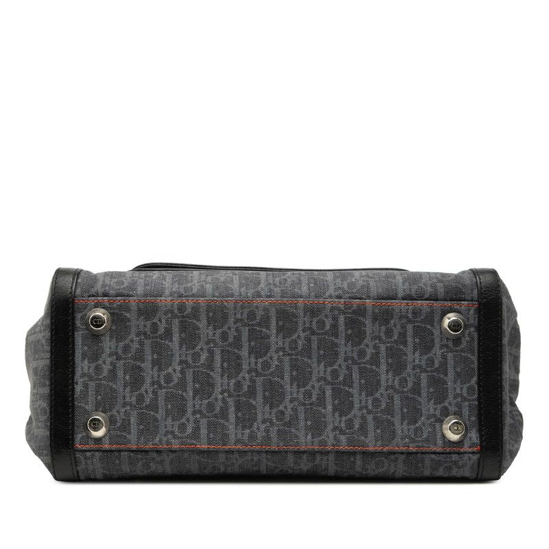 Dior Flight Line Trotter Handbag Gray Orange Denim Leather