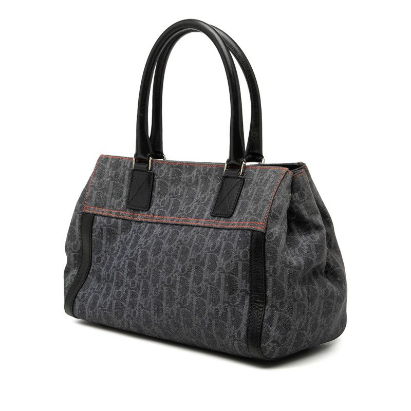 Dior Flight Line Trotter Handbag Gray Orange Denim Leather