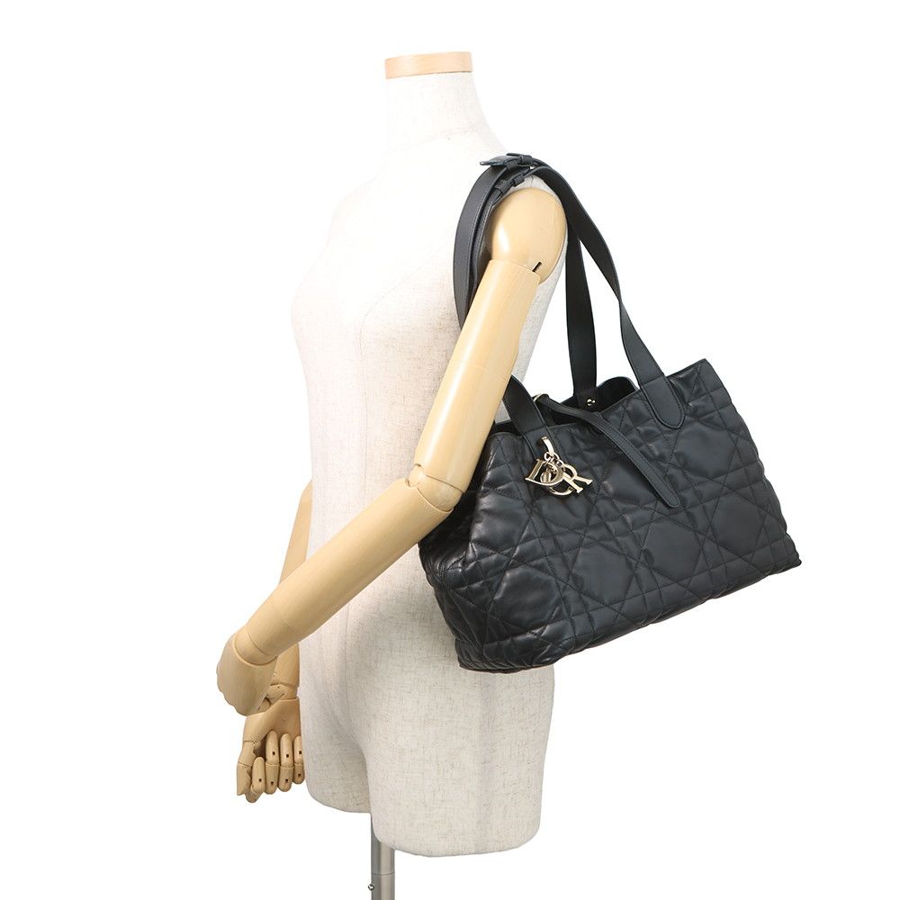Dior Handbag Macro Cannage Toujour Leather Black