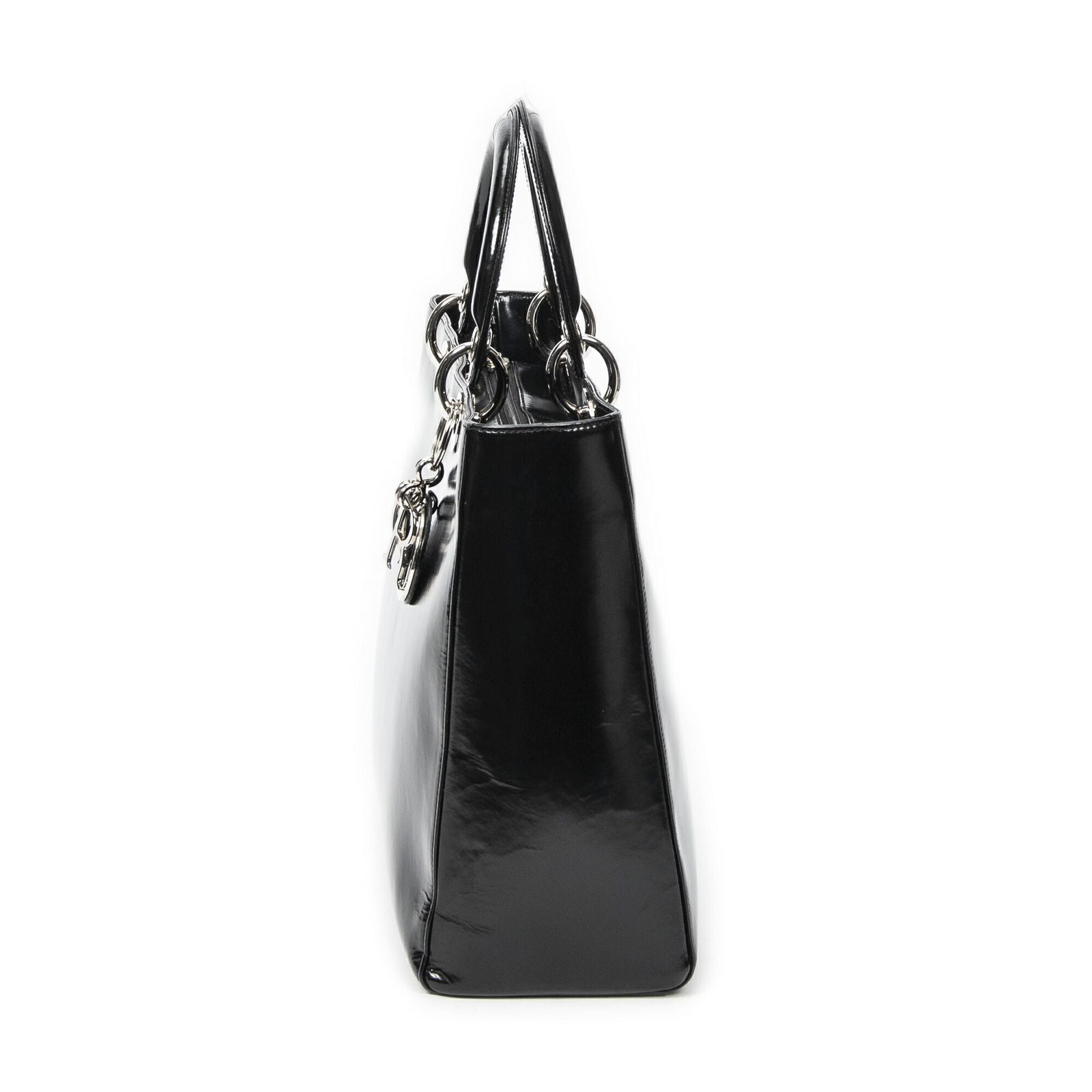 Dior Lady Dior Zip Black Smooth Leather Handbag