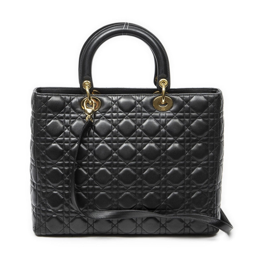 Dior Large Lady Dior Zip Black Canada Lambskin Leather Handbag