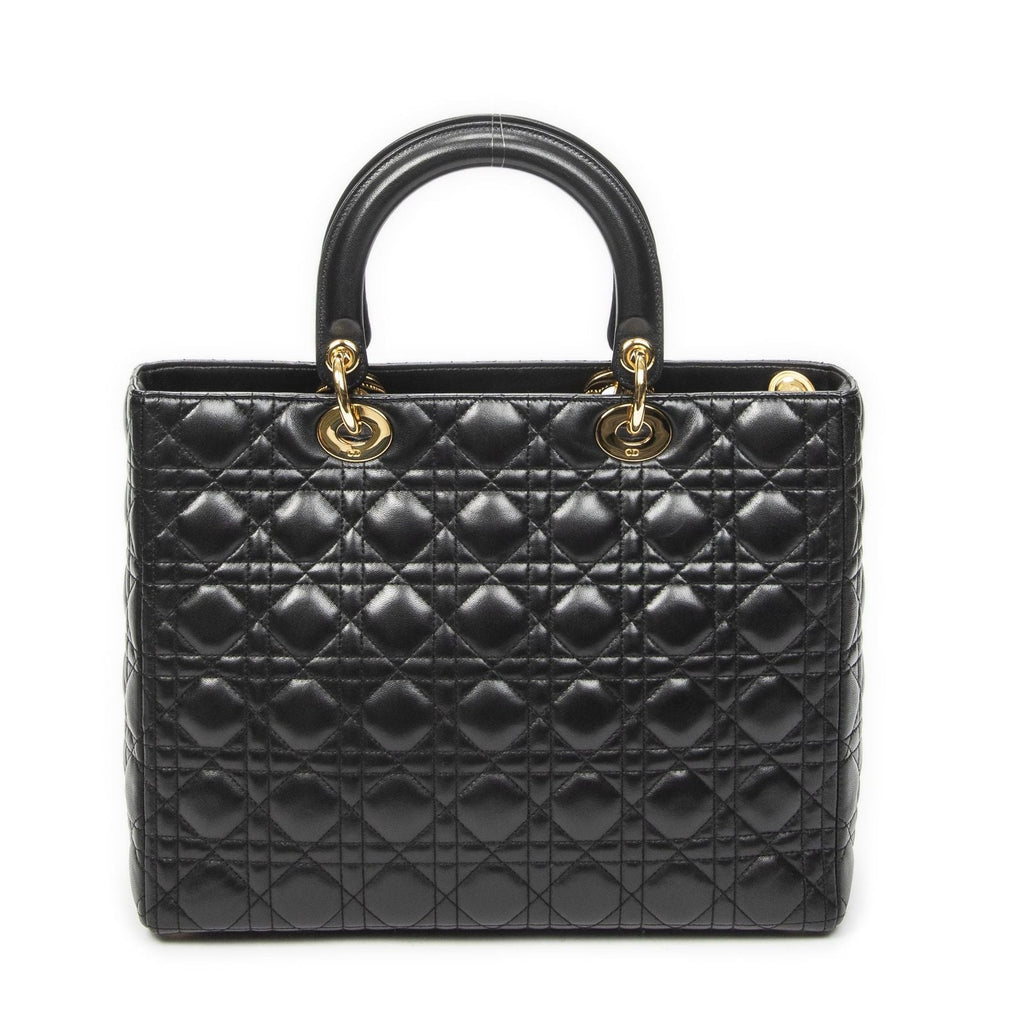 Dior Large Lady Dior Zip Black Canada Lambskin Leather Handbag