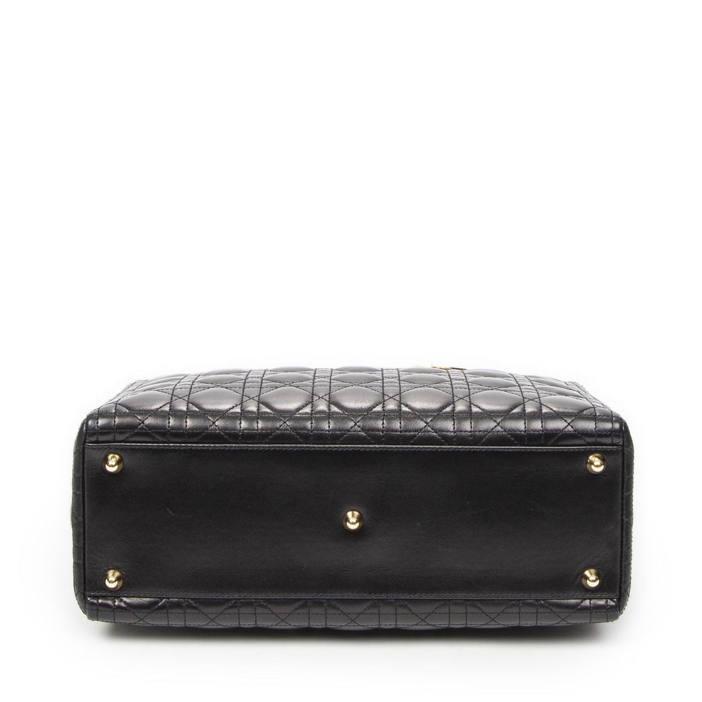 Dior Large Lady Dior Zip Black Canada Lambskin Leather Handbag