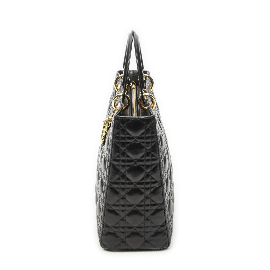 Dior Large Lady Dior Zip Black Canada Lambskin Leather Handbag