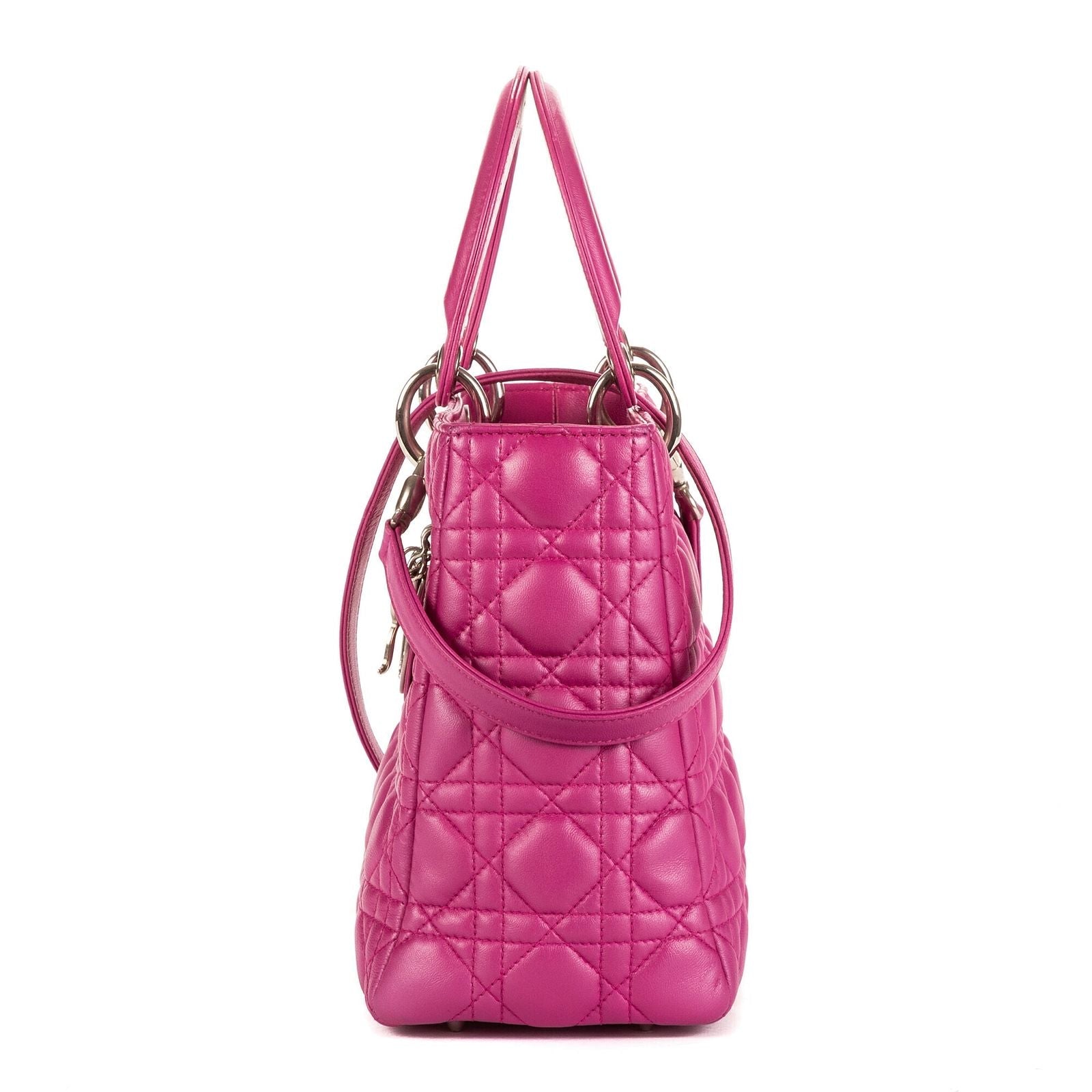Dior Lady Dior Fuchsia Cannage Quilt Handbag