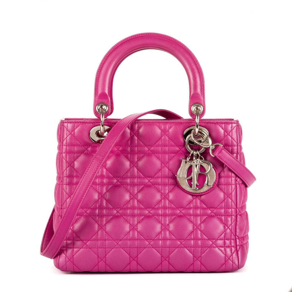 Dior Lady Dior Fuchsia Cannage Quilt Handbag