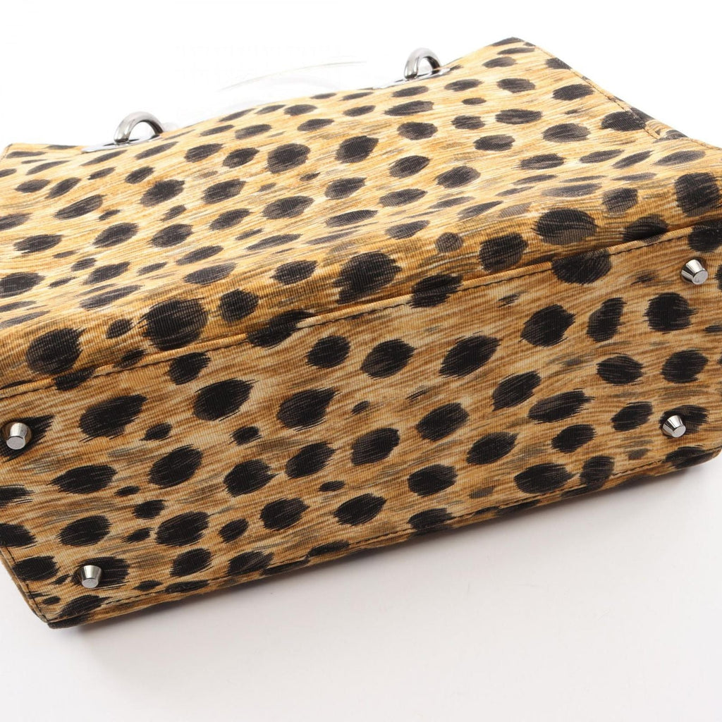 Dior Handbag Lady Dior Leopard 2-Way Brown Black Canvas Lady Dior Tote