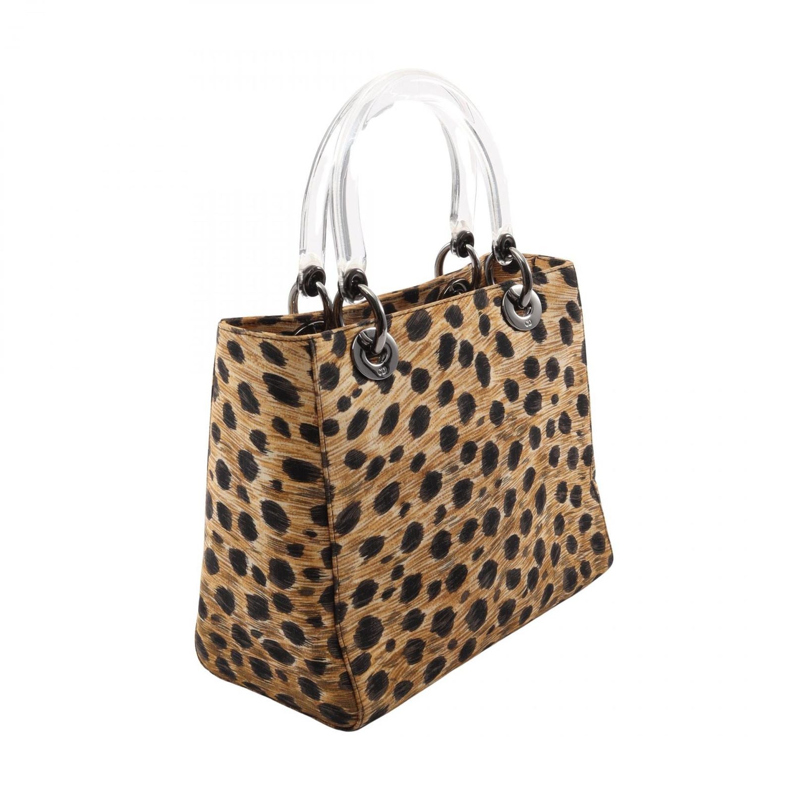 Dior Handbag Lady Dior Leopard 2-Way Brown Black Canvas Lady Dior Tote