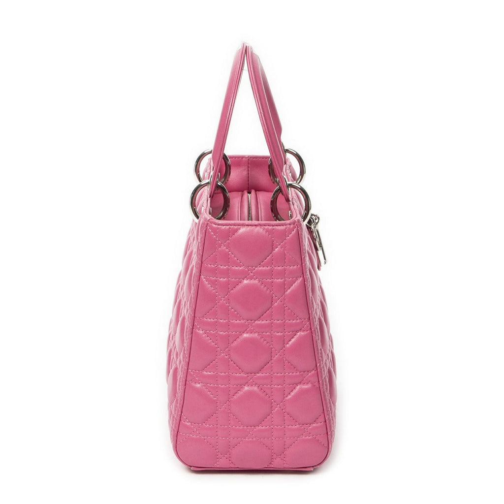 Dior Lady Dior Zip Pink Kanji Lambskin Leather Handbag