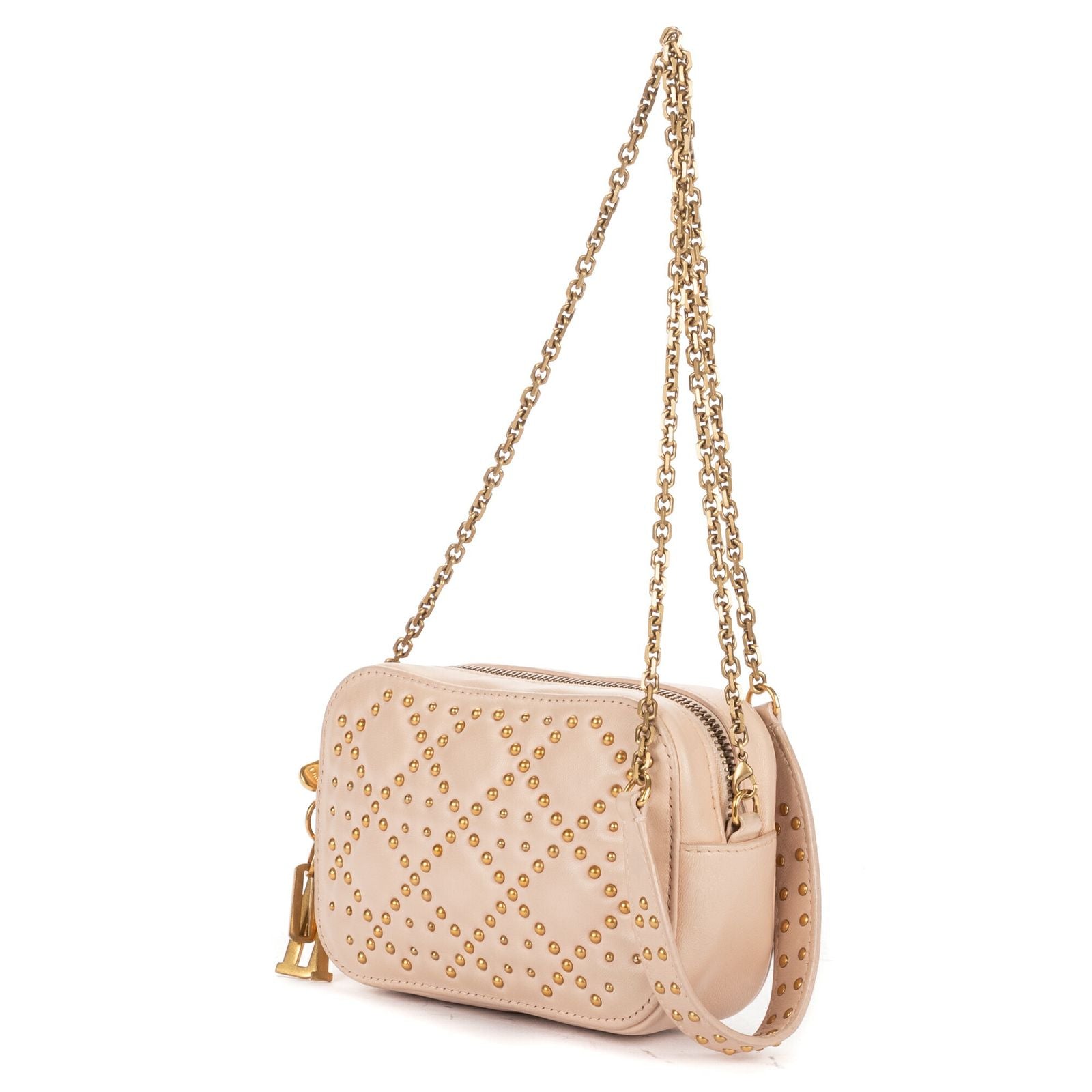 Dior Mini Studded Lady Dior Pink Cannage Leather Handbag