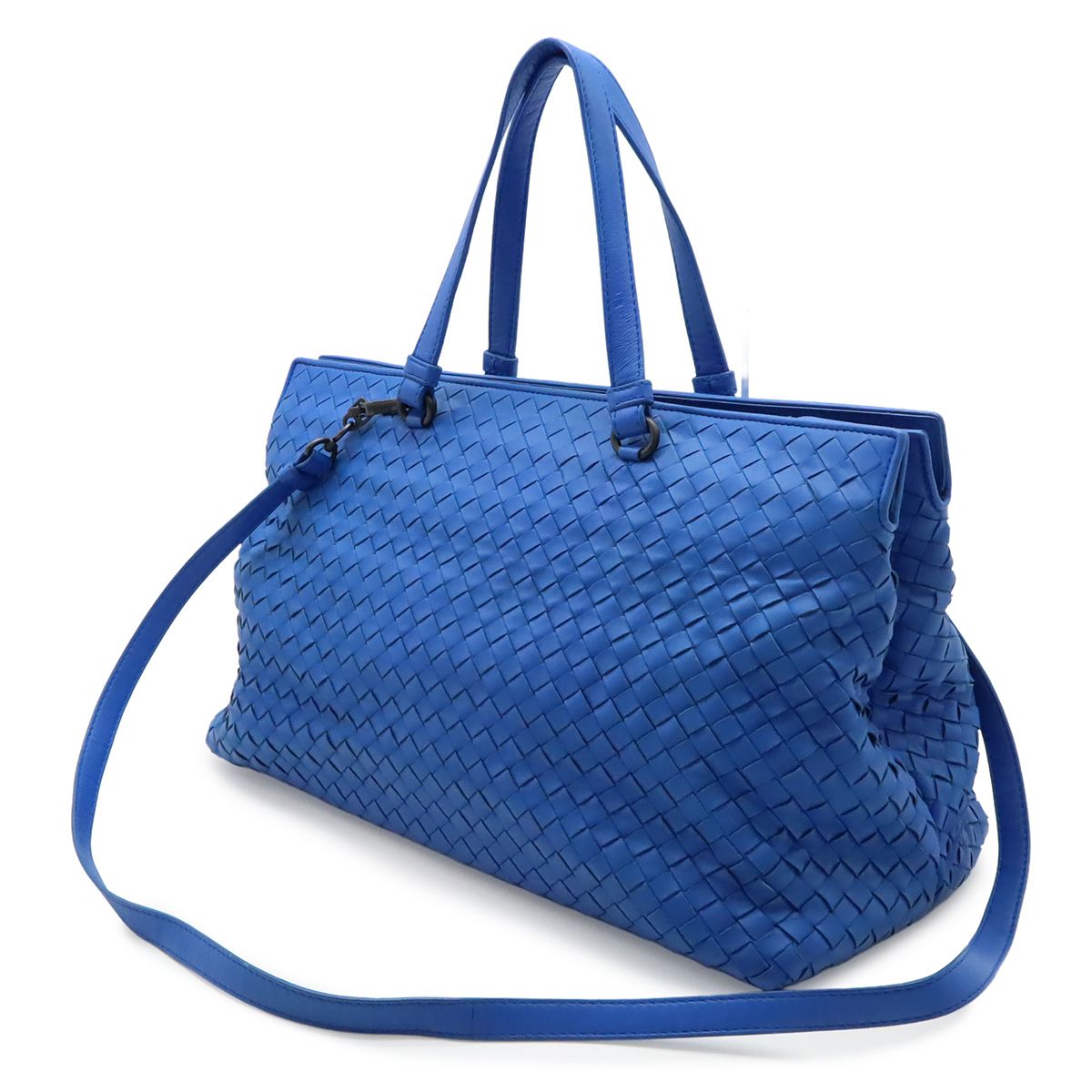 Bottega Veneta 2-Way Tote Shoulder Bag Leather Blue