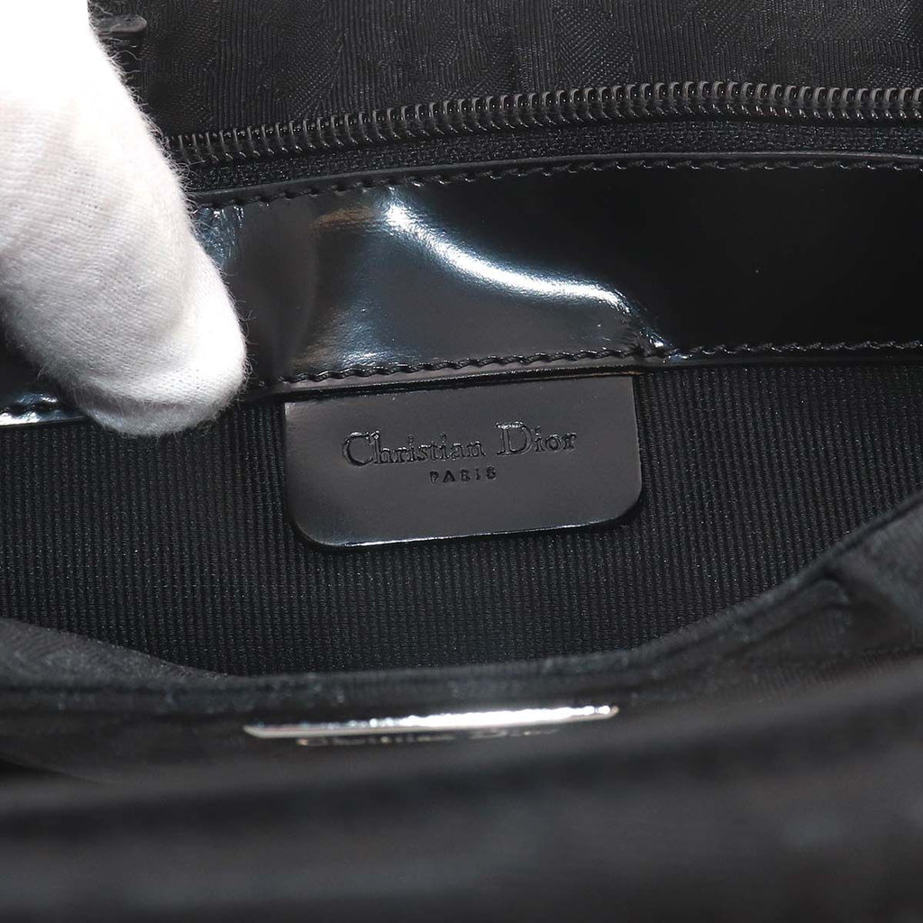 Dior Trotter Mini Hand Bag Nylon Leather Black Silver