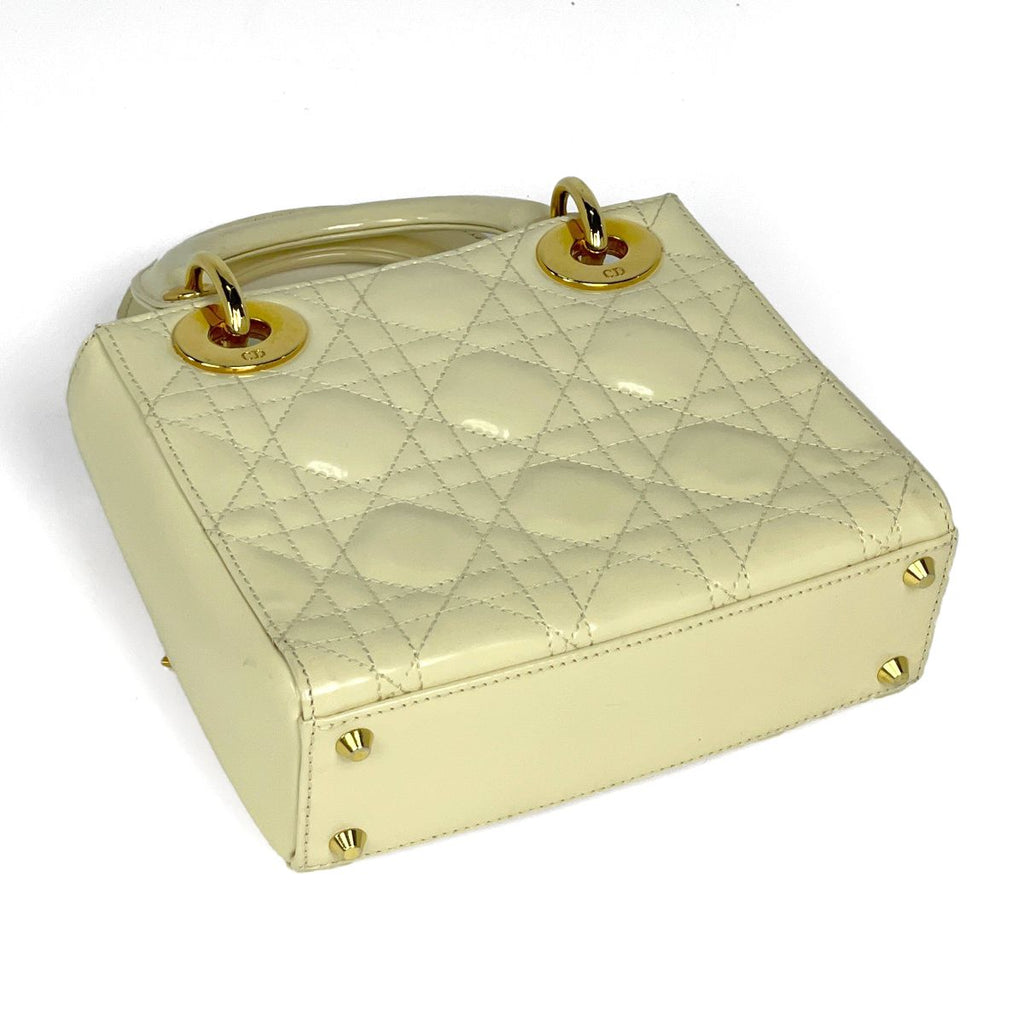 Dior Mini 2-Way Cannage Handbag Leather Cream