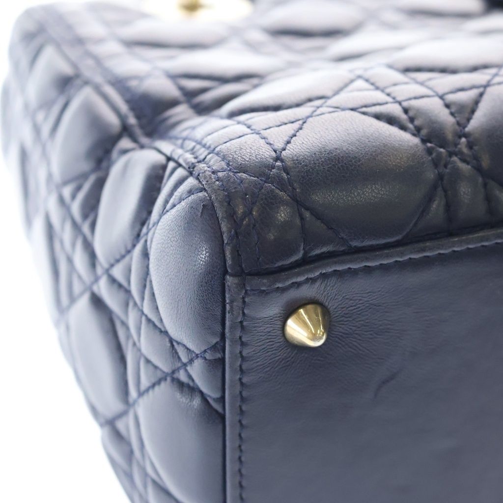 Dior Monsieur Lady Leather Cannage Gold Handbag Navy Blue
