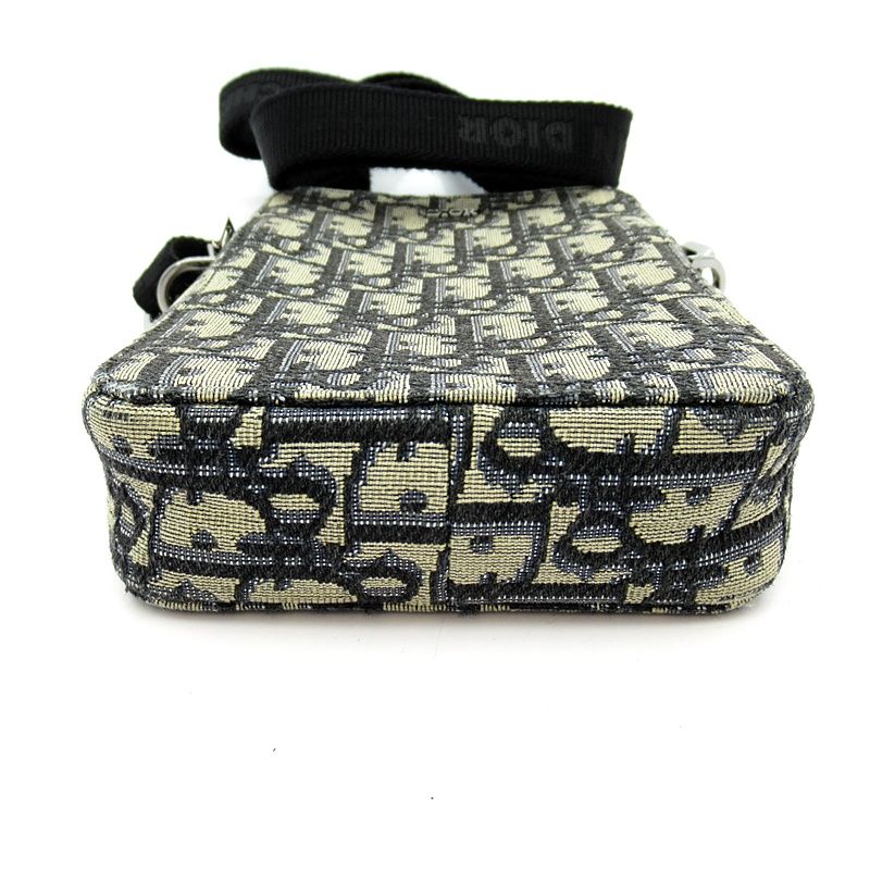 Dior Oblique Messenger Pouch Jacquard Handbag Navy Gray Beauty