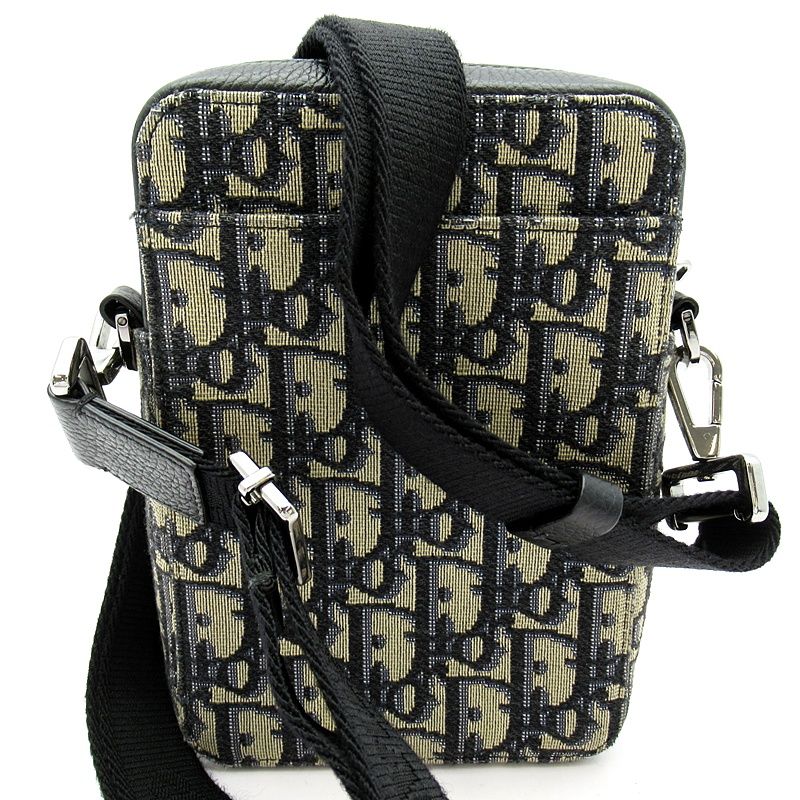 Dior Oblique Messenger Pouch Jacquard Handbag Navy Gray Beauty