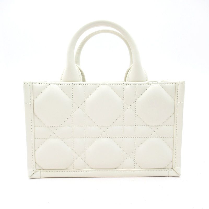 Dior Book Tote Mini Macro Cannage Calfskin Handbag Lattewhite