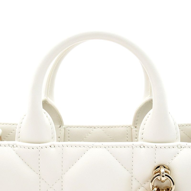 Dior Book Tote Mini Macro Cannage Calfskin Handbag Lattewhite