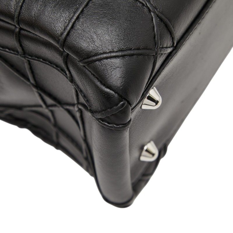 Dior Cannage Granville Chain Handbag Black Leather