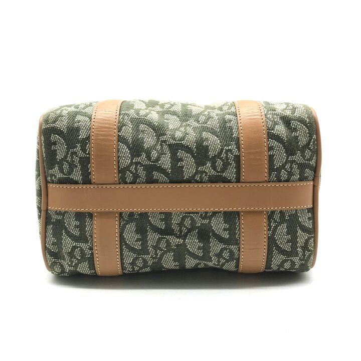 Dior Trotter Mini Boston Hand Bag Green Canvas Leather