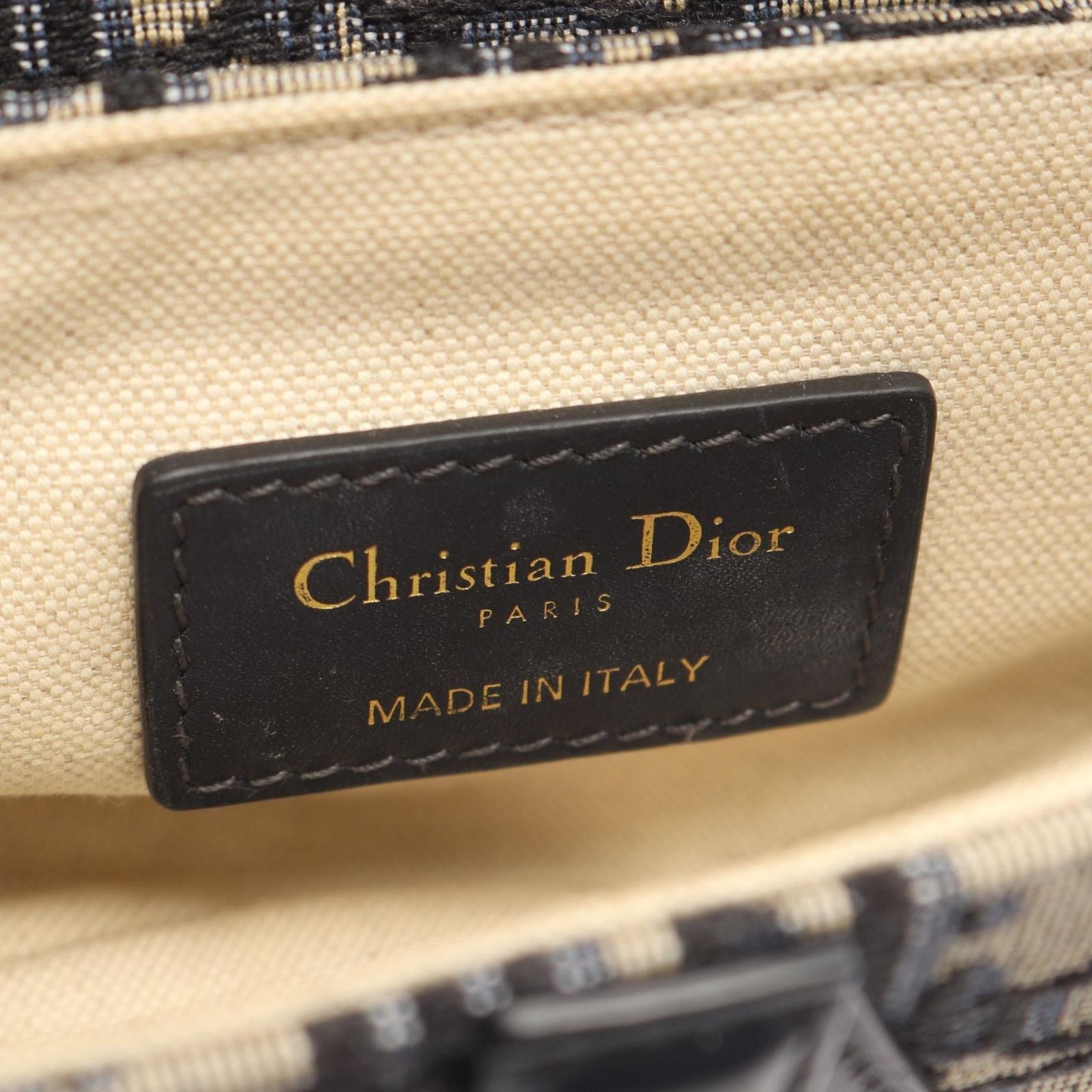 Dior Saddle Bag Mini Oblique Jacquard 2-Way Navy Canvas Leather