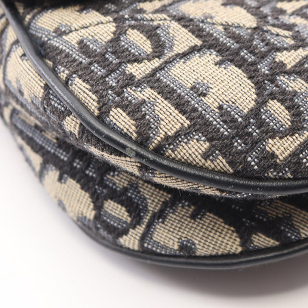 Dior Saddle Bag Mini Oblique Jacquard 2-Way Navy Canvas Leather
