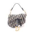 Dior Saddle Bag Mini Oblique Jacquard 2-Way Navy Canvas Leather