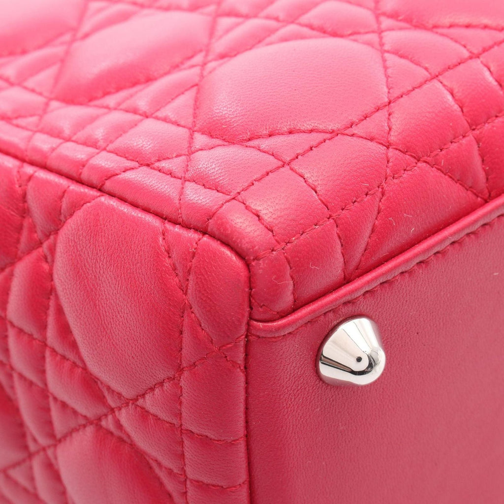 Dior Handbag Lady Dior Large 2-Way Magenta Leather Lady Dior Cannage Tote