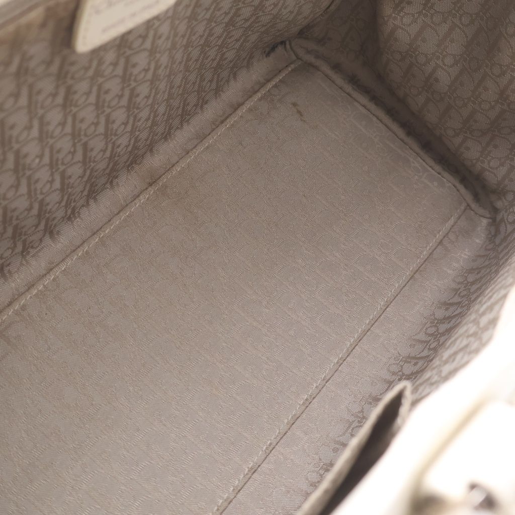 Dior Handbag White Leather Silver