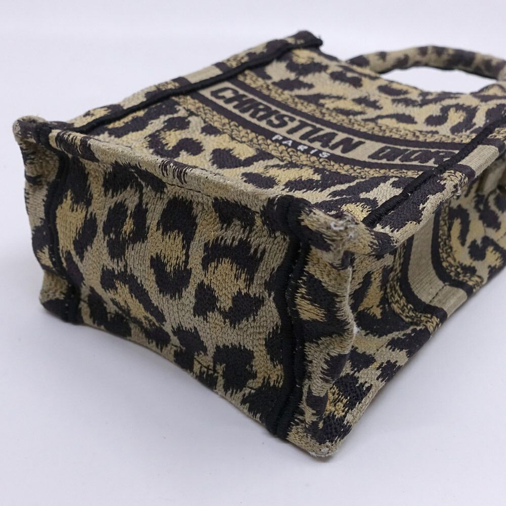 Dior Book Tote Mini Leopard Vertical Handbag 2-Way Gold