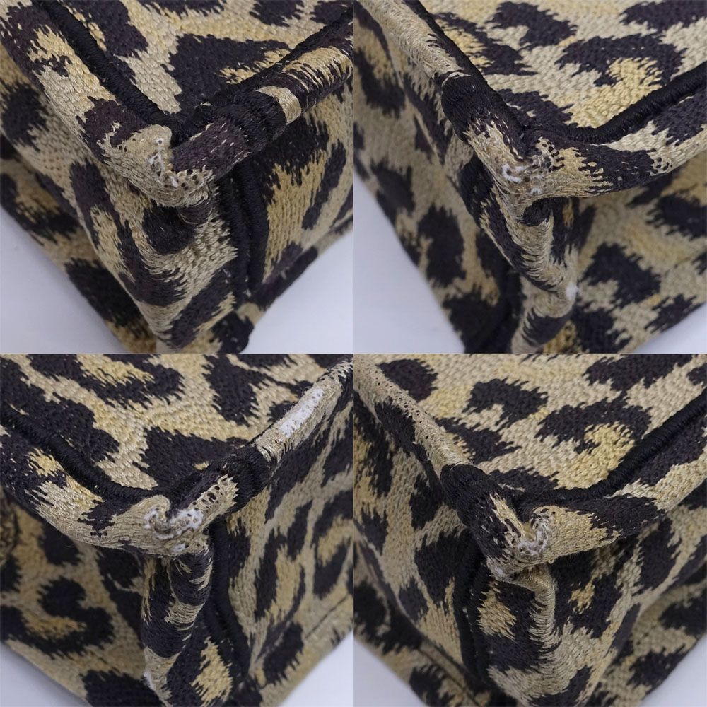 Dior Book Tote Mini Leopard Vertical Handbag 2-Way Gold